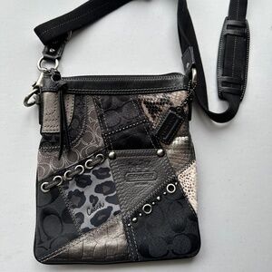 Coach Metallic Patchwork Crossbody Bag Multi Texture Suede, Leather, Etc